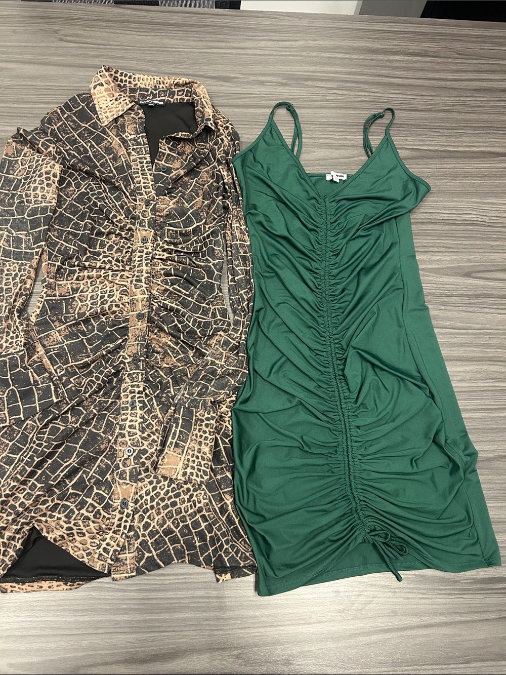 Fashion Nova Green Ruched Bodycon Dress